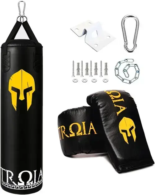 Melhor Saco de Pancada: os 5 melhores em 2025 4. Saco de Pancada Profissional + Luva + Suporte (120) - TROIA SPORT